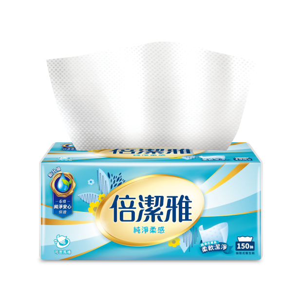 【純淨柔感】T1A5BY-P3-PE 倍潔雅純淨柔感抽取式衛生紙150抽10包6袋_PEFC_ - 單包有抽.png